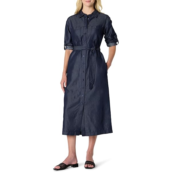 Lands' End Women's Denim Button Front Midi Shirt Dress X-Small Indigo  Medium Wash at Amazon Women's Clothing store