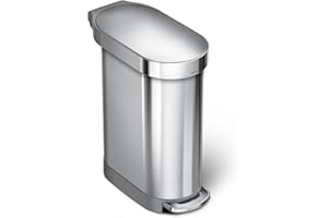 simplehuman 45 Liter / 12 Gallon Slim Hands-Free Kitchen Step Trash Can, Brushed Stainless Steel