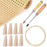 12 Pcs Rattan Repair Kit with Cane Webbing Roll, 3/16 Inch Rattan Webbing, 2 Caning Chisel, 8 Wooden Wedges, Furniture Caning Repair Supplies for Chair, Cabinet, Basket and Home Repair