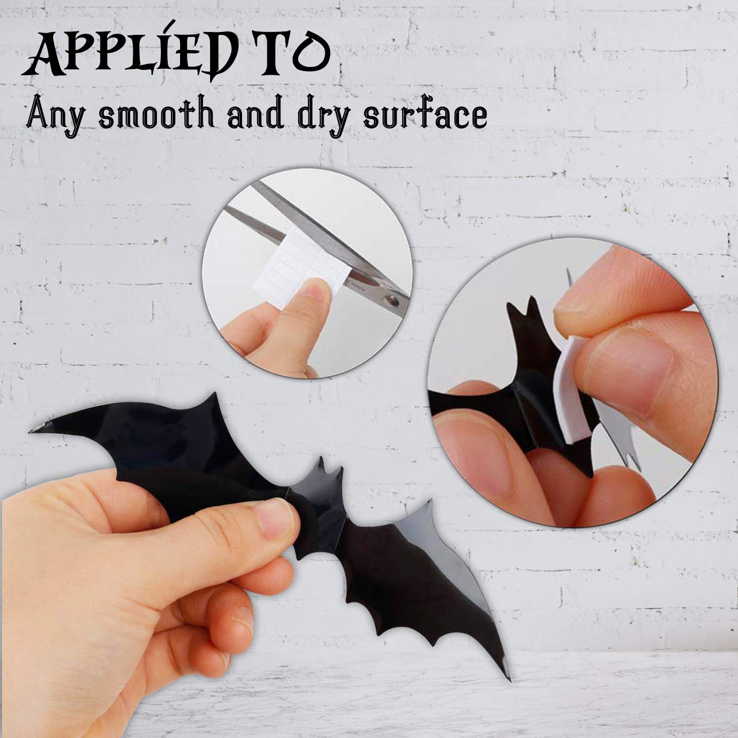 32-Pack Halloween Decorations Sets, Halloween Tablecloth Spooky Bat Spiderweb Lace Tablecloth, Round Lace Table Cover, Halloween Lamp Shades, Fireplace Scarf Cover and Halloween 3D Bats Wall Stickers