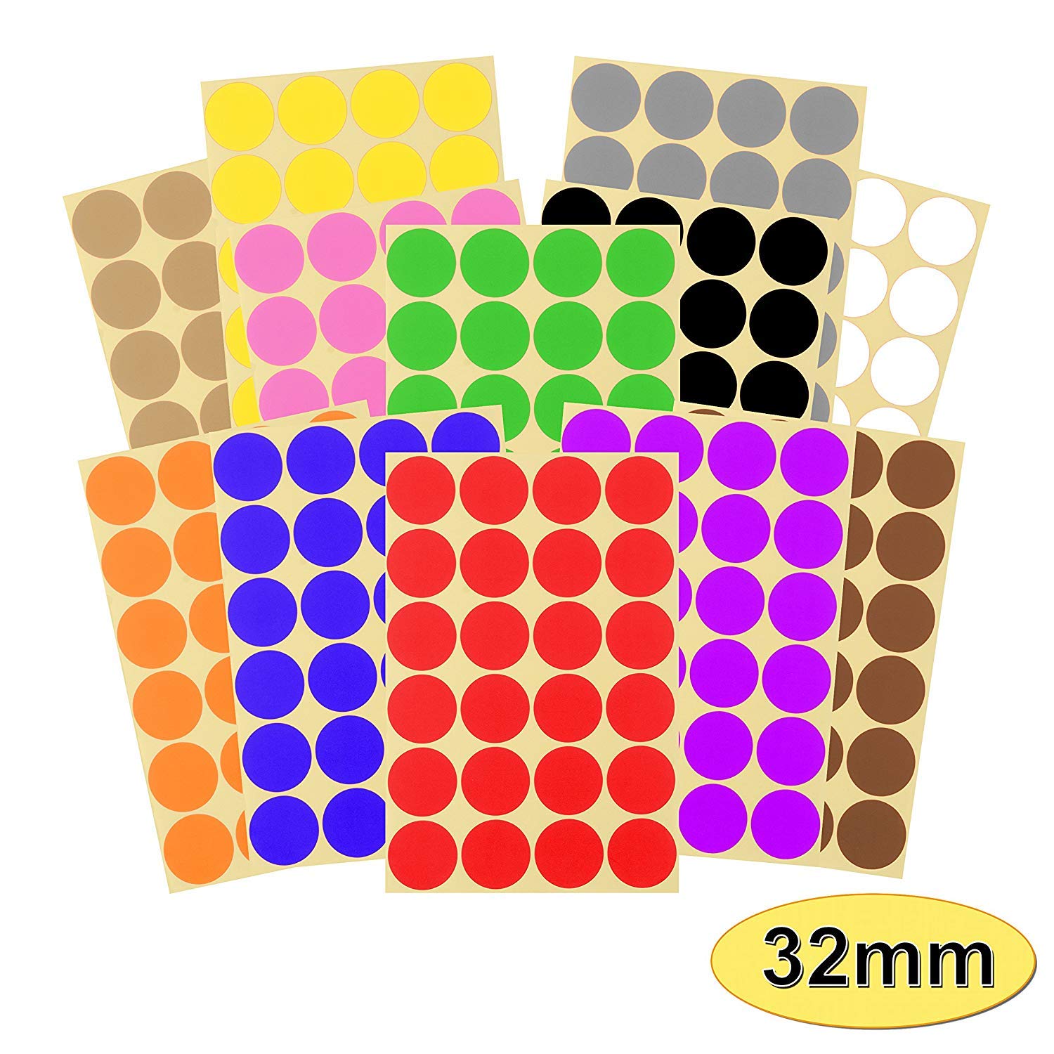 Febbya Round Dot Stickers,8mm Self Adhesive Coloured Dots Small Round