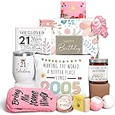 iAOVUEBY 21st Birthday Gifts for Her, Happy 21st Birthday Gift Basket for Women, 21 Year Old Gift Ideas for Daughter Sister Friend, Born in 2005, 21 & Fabulous