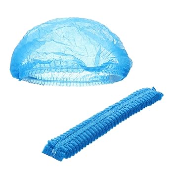 Shocknshop Disposable Stretchable Blue Elastic Bouffant Caps Head Cover Hair For Cooking (125 Pcs, Blue)
