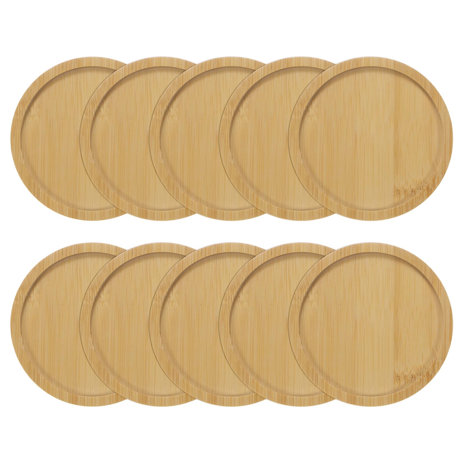 M METERXITY 10-Pack Bamboo Plant Saucer, 3.3 Inch ID Plant Saucer Round Bamboo Tray Plant Plates for Flower Pots/Succulent Pots, Planter Pot Tray [Natural Color]