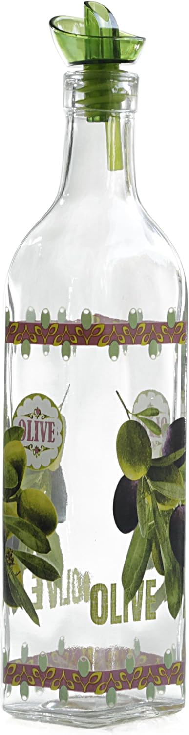 Grant Howard Olive Oil & Vinegar Glass Cruet with Ergo Pourer, 16 oz, Multicolored: Kitchen & Dining