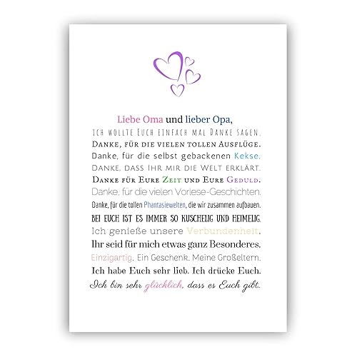 Danke Oma und Opa Bild für Großeltern Geschenk Geschenkidee Geburtstag ...