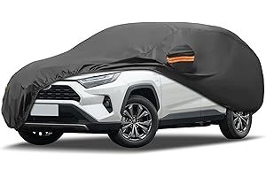 MORNYRAY Compatible with Toyota RAV4,Car Cover Outdoor Waterproof Sun Rain Snow Hail Protection with Driver Door Zipper (Black, Custom Fit Toyota RAV4)