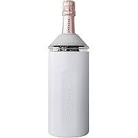 Vinglacé Wine Bottle Chiller- Portable Champagne Insulator- Stainless Steel Wine Cooler Sleeve, White