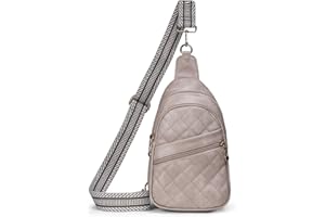 GLOSIW Sling Bag for Women Quilted Crossbody Bag for Women Vegan Leather Fanny Pack with Detachable Guitar Strap