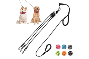 Y-ANNJYA Three Dog Leash,Three Way Dog Leash, Small Dogs, and Medium Dogs,Exceptional 360° Anti-Tangle & No Pull Three Leash - Three Handle & Reflective Three Dog Leash for Safety & Convenience (Black, 3 Way)