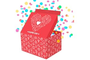 FETTIPOP Confetti Exploding Surprise Gift Box (Love Heart) 7.1x5.5x4.3in., Romantic Valentine Box, Mom, Dad, Wife, Him, Her, Girlfriend, Boyfriend