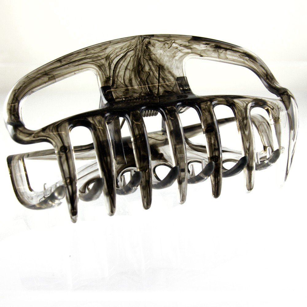 Große Haarkralle Mit Offenen Seiten – 10 Cm In Rauchgrau Transparent, Made In Germany