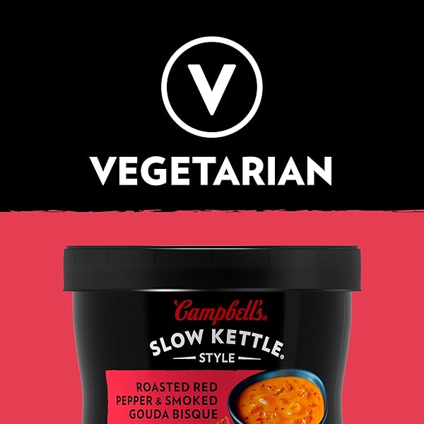 CAMPBELL’S SLOW KETTLE STYLE ROASTED RED PEPPER & SMOKED GOUDA BISQUE, 15.5 OZ. TUB (PACK OF 8)