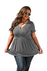 TIANZHU Plus Size Tops for Women Peplum Tunic Top