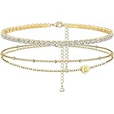 Yanoda Initial Ankle Bracelets for Women, 14K Gold Plated Waterproof Dainty Layered Heart Letter Initial Anklets Personalized Gifts