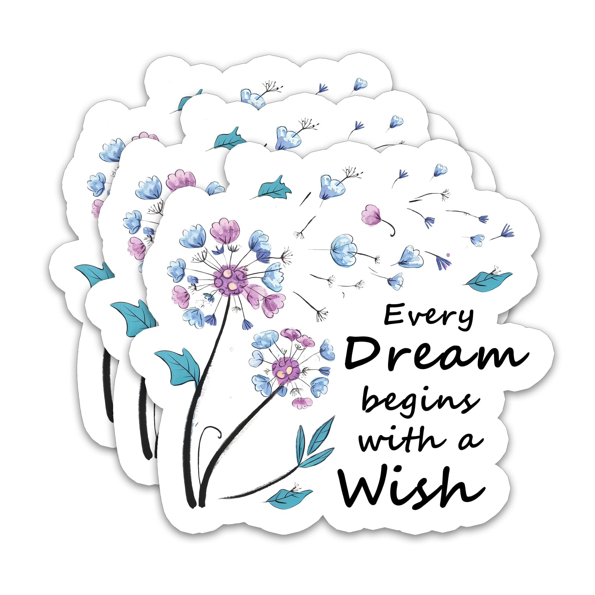 Photo 1 of (3Pcs) Every Dream Begins with a Wish Sticker Positive Inspirational Stickers Motivational Gift, Waterproof Vinyl Decal for Water Bottles, Laptops, Phones, Tumblers, 3 x 2.8 Inch