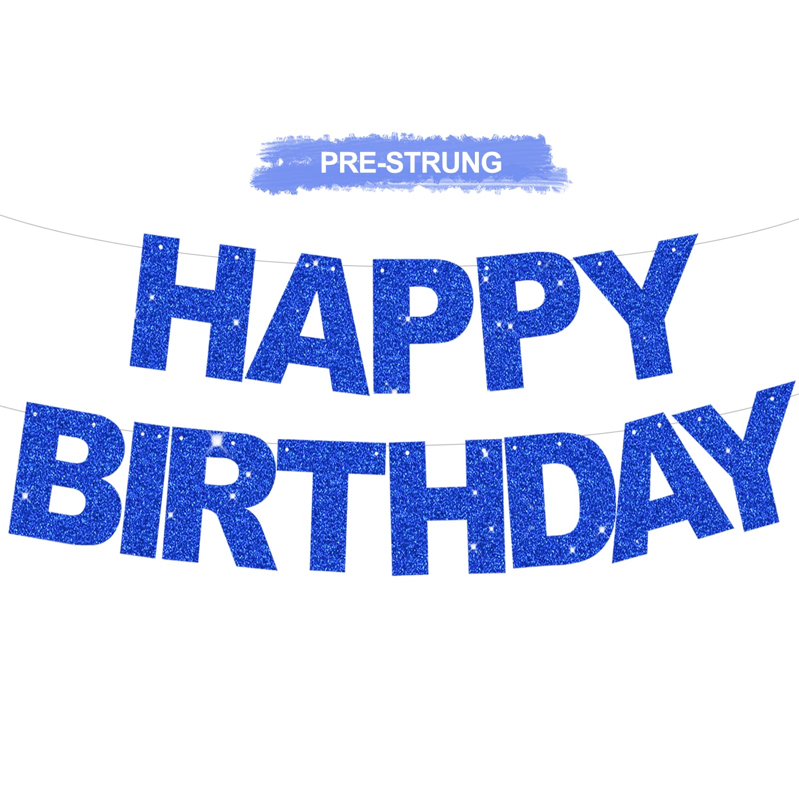 Photo 1 of BEISHIDA Blue Happy Birthday Banner - Pre-Strung, No DIY, Sign - Birthday Banner for Women, Kids Decor