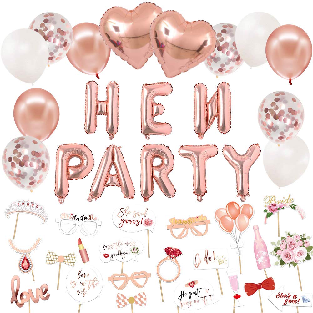 ETLEE Hen Party Supplies Rose Gold 16 Hen Party Banner & Bride Photo