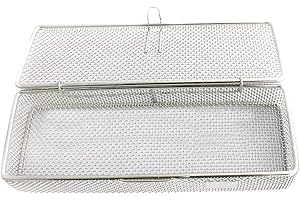 OdontoMed2011 Instrument Tray and Mesh Perforated Baskets Sterilization Tray 9" X 3" X 1" with Lid Stainless Steel, OD2011-DN-312