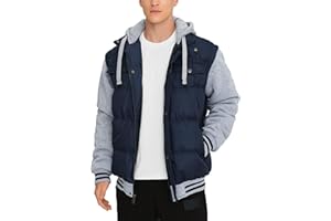 BEST SOUTH Men's Hooded Winter Coats Water Resistant Warm Thicken Insulated Full Zip Windproof Jackets with Pockets