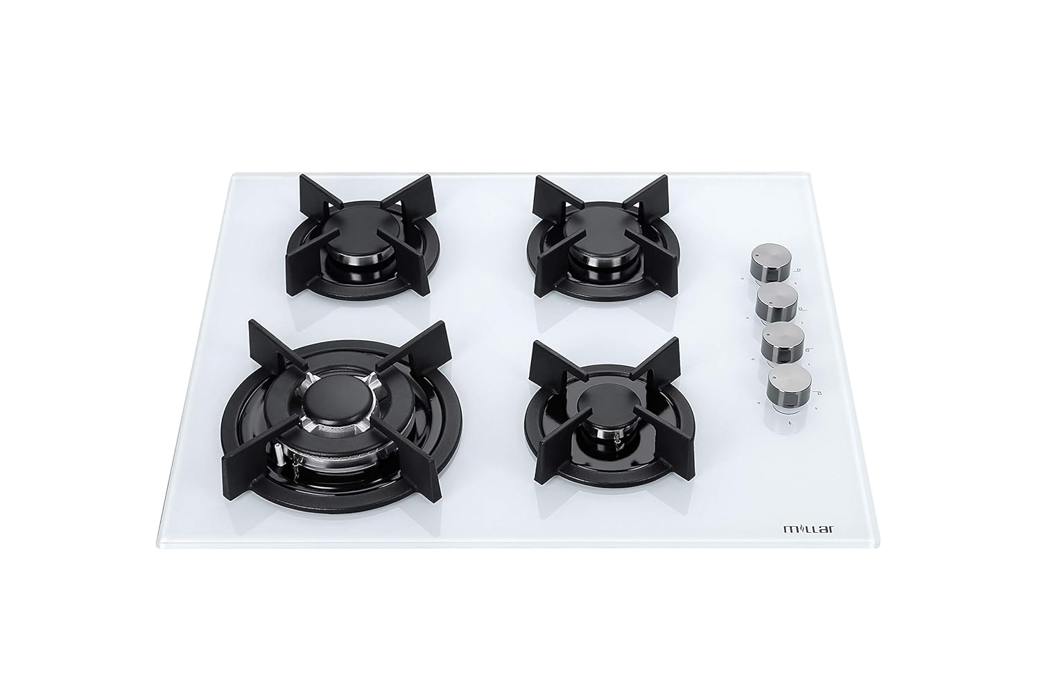 MILLAR GH6041xEW 60cm Built in 4 Burner White Gas On Glass Hob Cooker