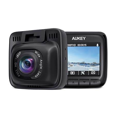 AUKEY Dashcam Full HD 1080P Autokamera mit 170° Weitwinkel, Superkondensator, WDR Nachtsicht Dashcam mit G-Sensor Bewegungser