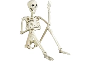 SEIFAR 36" Halloween Skeleton, Full Body Posable Joints Poseable Plastic Skeletons Props for Halloween Party Spooky Decoration Yard Lawn Garden Patio Decor