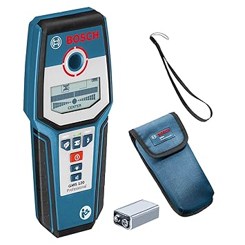 Bosch Professional GMS 120 Detector de pared, detección en madera/metal magnético/metal no magnético/cables con tensión: 38/120/80/50 mm, en caja