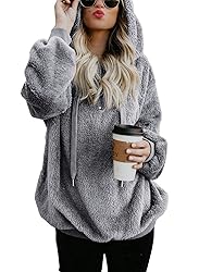 ReachMe Womens Oversized Sherpa Pullover Hoodie