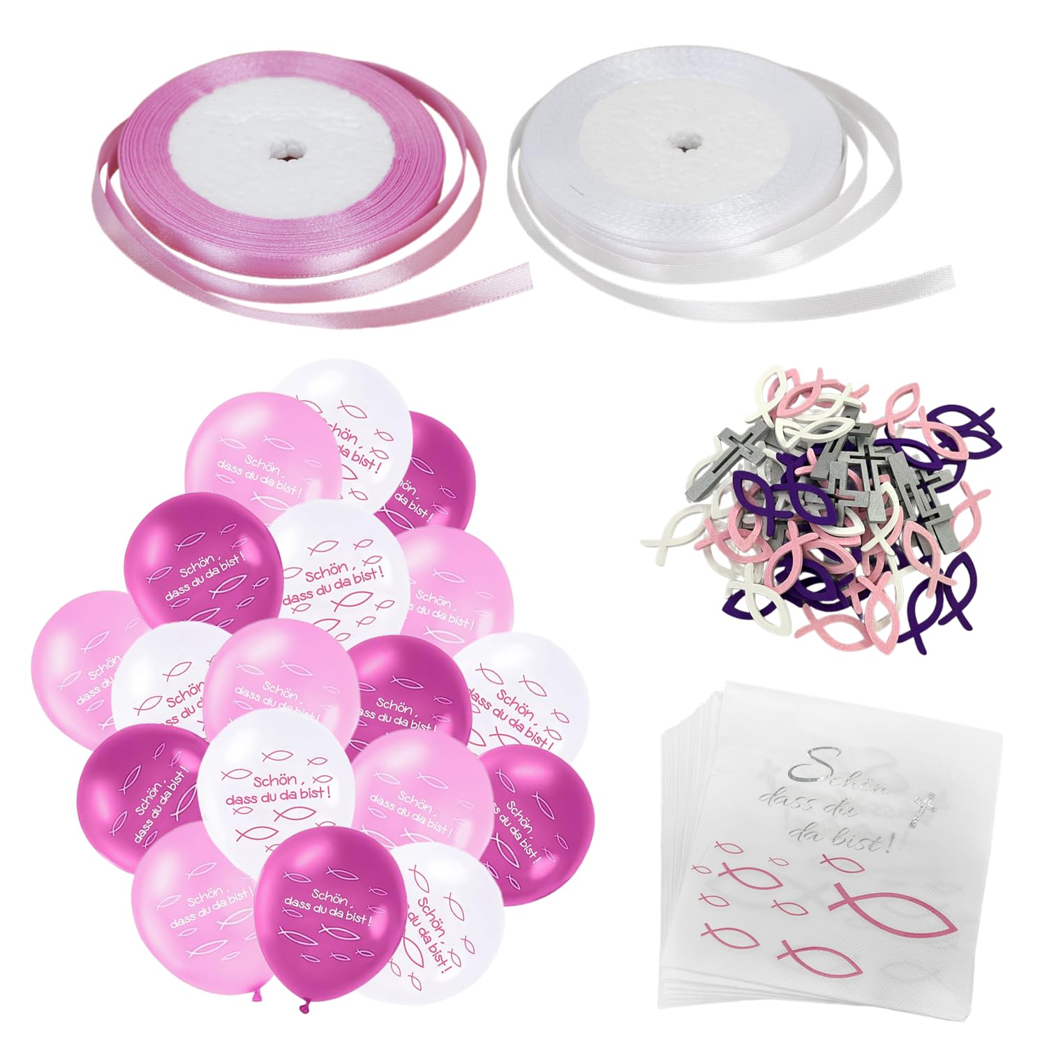 USHXVG 1 Pack Table Decoration Set, Boys And Girls Baptism Party Decoration Set, Pink Decorative Balloons, Girl Baptism Decorations, Baptism Boy Decorations