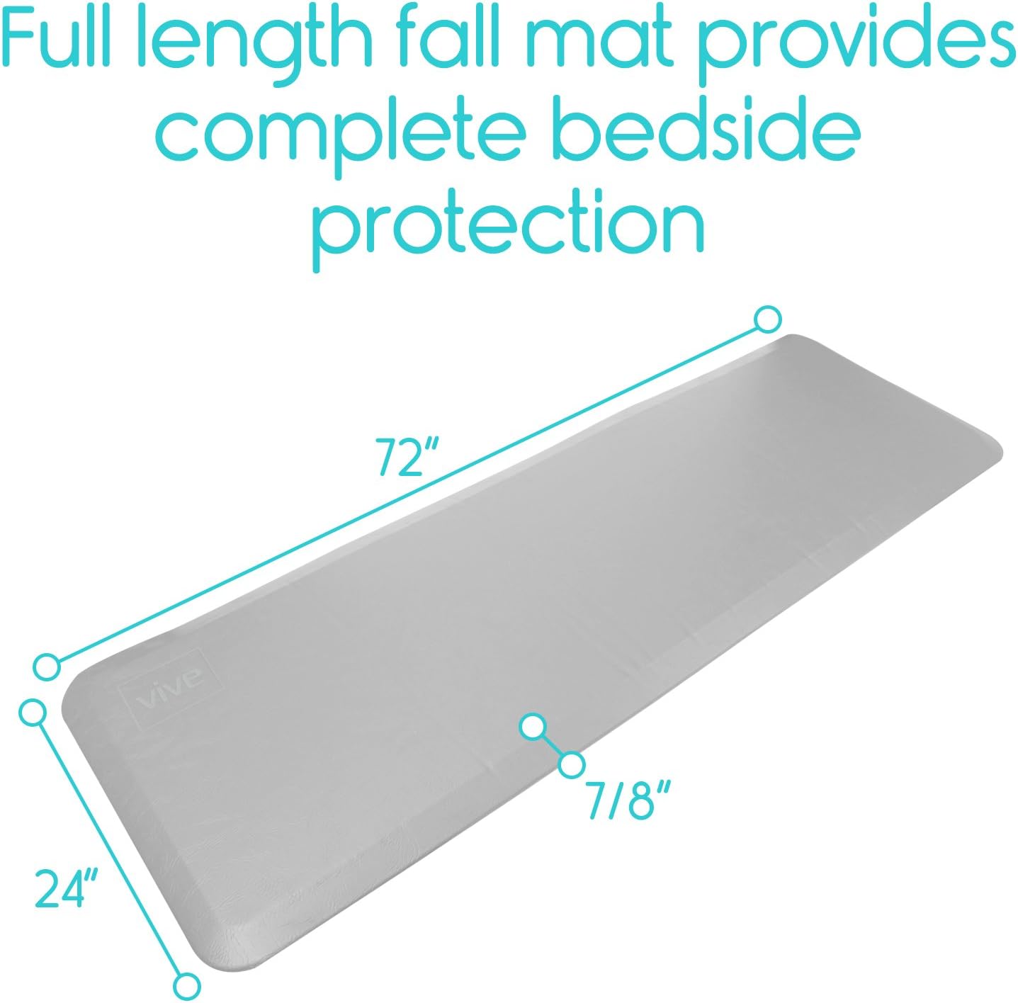 Vive Fall Mat - Bedside Fall Safety Protection Mat for Elderly, Senior, Handicap - Prevention Pad Reduce Risk of Injury from Impact - Prevent Bed Falling - Anti Fatigue, Standing Non Slip: Health & Personal Care