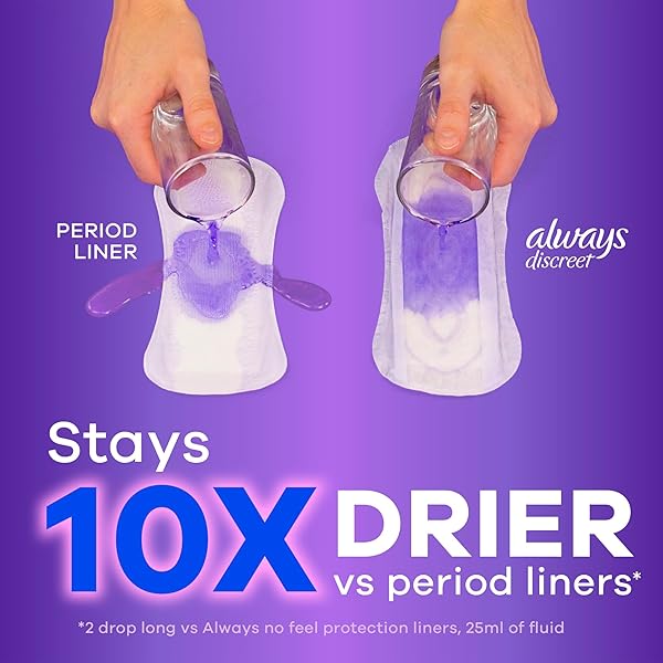 ALWAYS DISCREET INCONTINENCE PANTY LINERS FOR BLADDER LEAKS, SIZE 2, VERY LIGHT ABSORBENCY, 120 COUNT