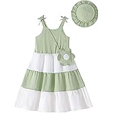 Yhnslsf Toddler Girls Summer Dresses, Casual Sleeveless Dress Little Girls Bowknot Sling Sundress 3-Piece Outfits Size 2-8T