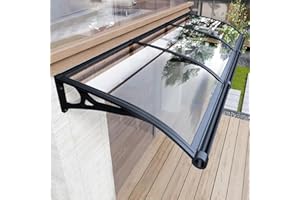 KIZYRQ Awning for Door Entrance, Window Awnings Exterior with Aluminum Bracket Polycarbonate Board, Patio Balcony Porch, UV Rain Snow Protection Transparent 60x200cm/24x79in