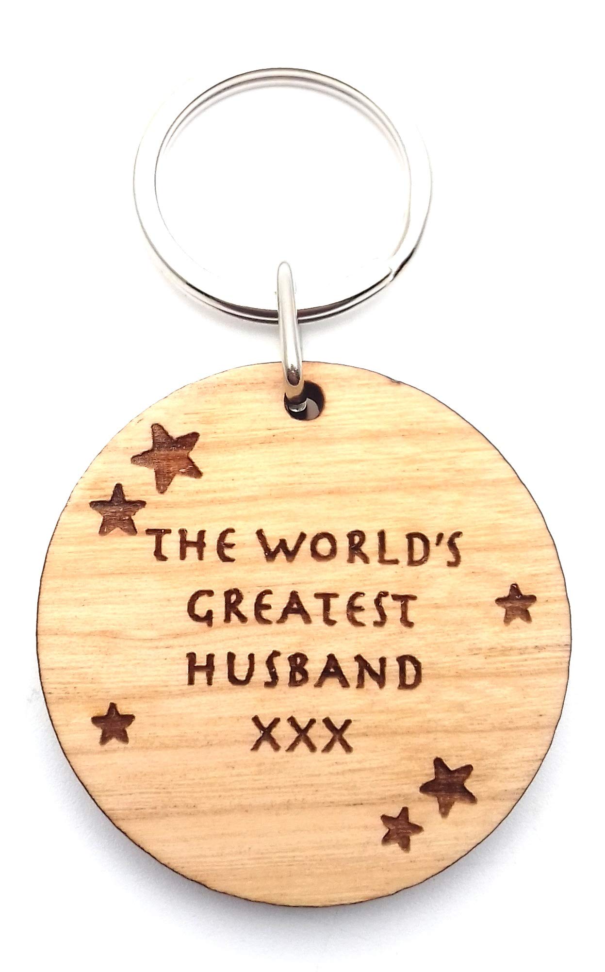The World's Worlds Greatest Husband Wooden Wood Keyring Key Ring For Birthday Christmas Valentines Day Keepsake