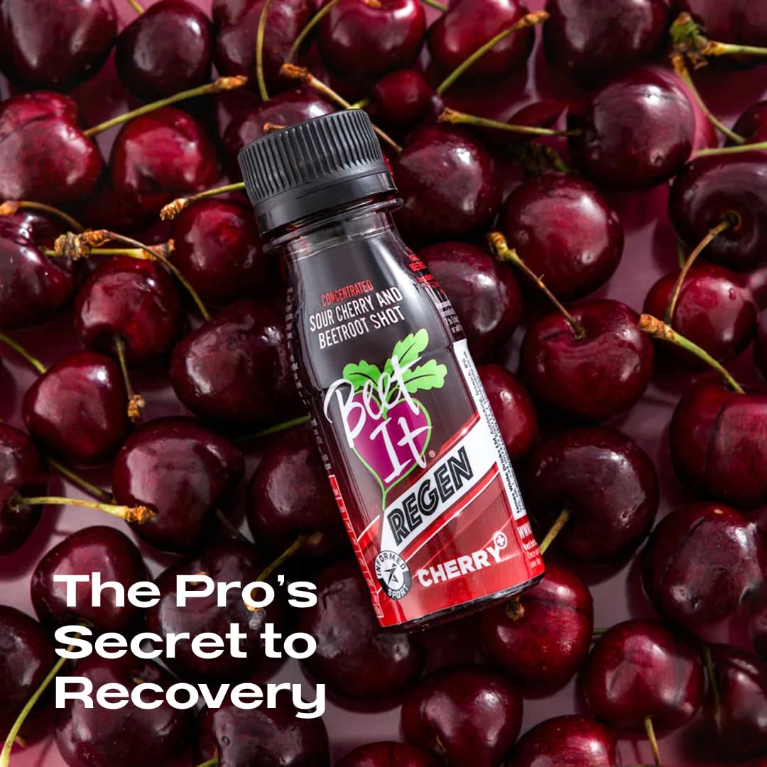 Beet It Regen Cherry+ Energy Shots 70ml – Beet Juice & Tart Cherry Juice Concentrate to Boost Muscle Recovery & Endurance – 200mg Dietary Nitrates – Pack of 15