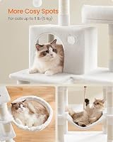 Feandrea Cat Tree 168 cm Large Tower 13 Scratching Posts 2 Caves Cream White view 5