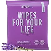 HyperGo XL Body Wipes for Women & Men – 12" x12" Rinse-Free Full Body Cleansing Wipes 20 Count Pack - Lavender | Biodegradable, Hypoallergenic, Aloe-Infused | Gym, Festival, Camping Essentials