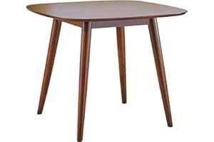 Christopher Knight Home Bass Mid Century Modern Square Faux Wood Dining Table, Walnut Finish, 35.75D x 35.75W x 30H in