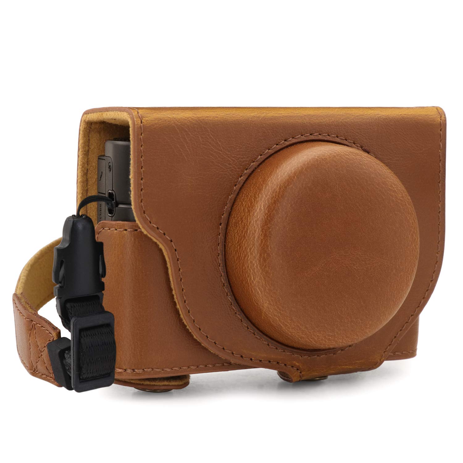 MegaGear MG1732 Ever Ready Leather Camera Case compatible with Sony Cyber-shot DSC-RX100 VII - Light Brown