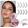FADLASH Magnetic Eyelashes Natural Look 2 Pairs Fluffy False Eyelashes Reusable Magnetic Lashes Kit with Applicator No Glue Needed Magnetic Lashes Easy to Wear and Remove(Magnetic Eyelashes 604+079)