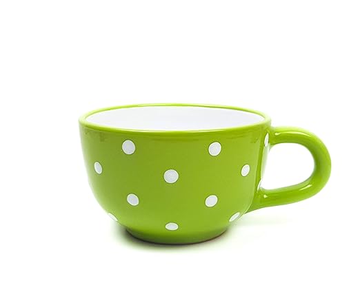 Cerámica Jumbo Taza de té verde claro con mano bemalten Lunares ...