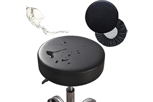 Augld 2 Pack Round Bar Stool Cover Watedrproof Faux Leather Stool Seat Cover for Bar, Chair, Salon, Spa, Tattoo, Clinic 14-15 Inch Black
