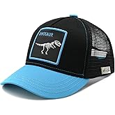 Wodeal Boys' Dinosaur Trucker Hat, Adjustable Embroidered Dino Mesh Baseball Cap Snapback for Kids Age 2-6