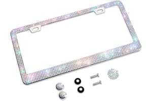 Shering Bling Glitter License Plate Frame, 1 Pack Sparkly Frames with Bedazzled Diamond Rhinestone Crystals - Stylish Car Accessories for a Glamorous Touch,Party,Birthday Gift (Colorful)