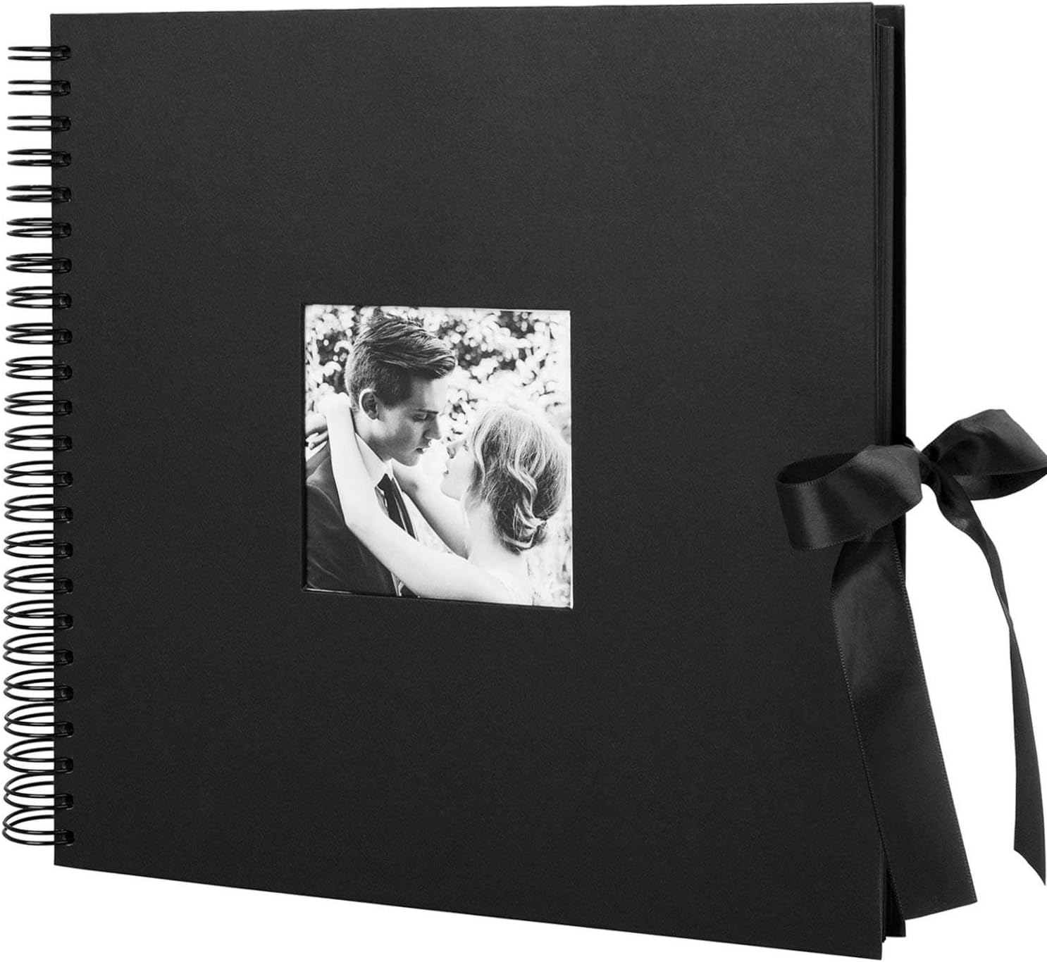 12x12 inch Scrapbook Photo Album Craft Paper with Photo Opening for Valentines Day Gifts,Christmas Gifts Wedding Guest Book, Anniversary Travel Memory Scrapbooking, 80 Pages (Black)