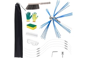 Bluesea 27 Feet Chimney Sweep Kit Pro Version, Chimney Cleaning Kit with Aluminum Chimney Brush and Ergonomic Connection System, Rich Accessories for Fireplace Flue Home Use, 8 Rods