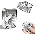 JUDIXY Fidget Slider, 3 Layer Metal Poker Push Card, Fidget Clicker, Fidget Toys for Adults Teens, Relieve Stress Anxiety ADHD, Gift for Boyfriend, Husband and Father (Silver A)