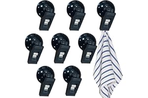 Sekonow 8Pcs Suction Cup Clips, Shower Curtain Clips Windproof Splash Guard, Strong Suction Cups Hooks for Glass Window Fish Tank Aquarium Plant Holder Advertising Home Office (Black)