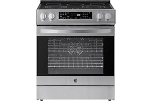 Kenmore 2296833 5.6 cu. ft. Front Control Electric Range Oven - True Convection with 5 Elements, Steam Clean Oven, Broil Function, Chrome Racks, Precision Set Controls, Large Window - Stainless Steel